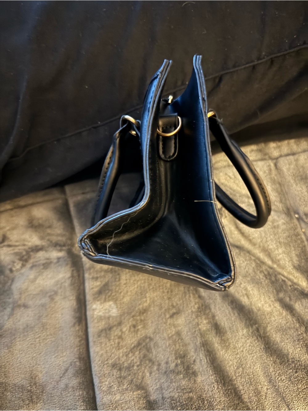 Structured Black Top-Handle Satchel - Picture 3 of 9